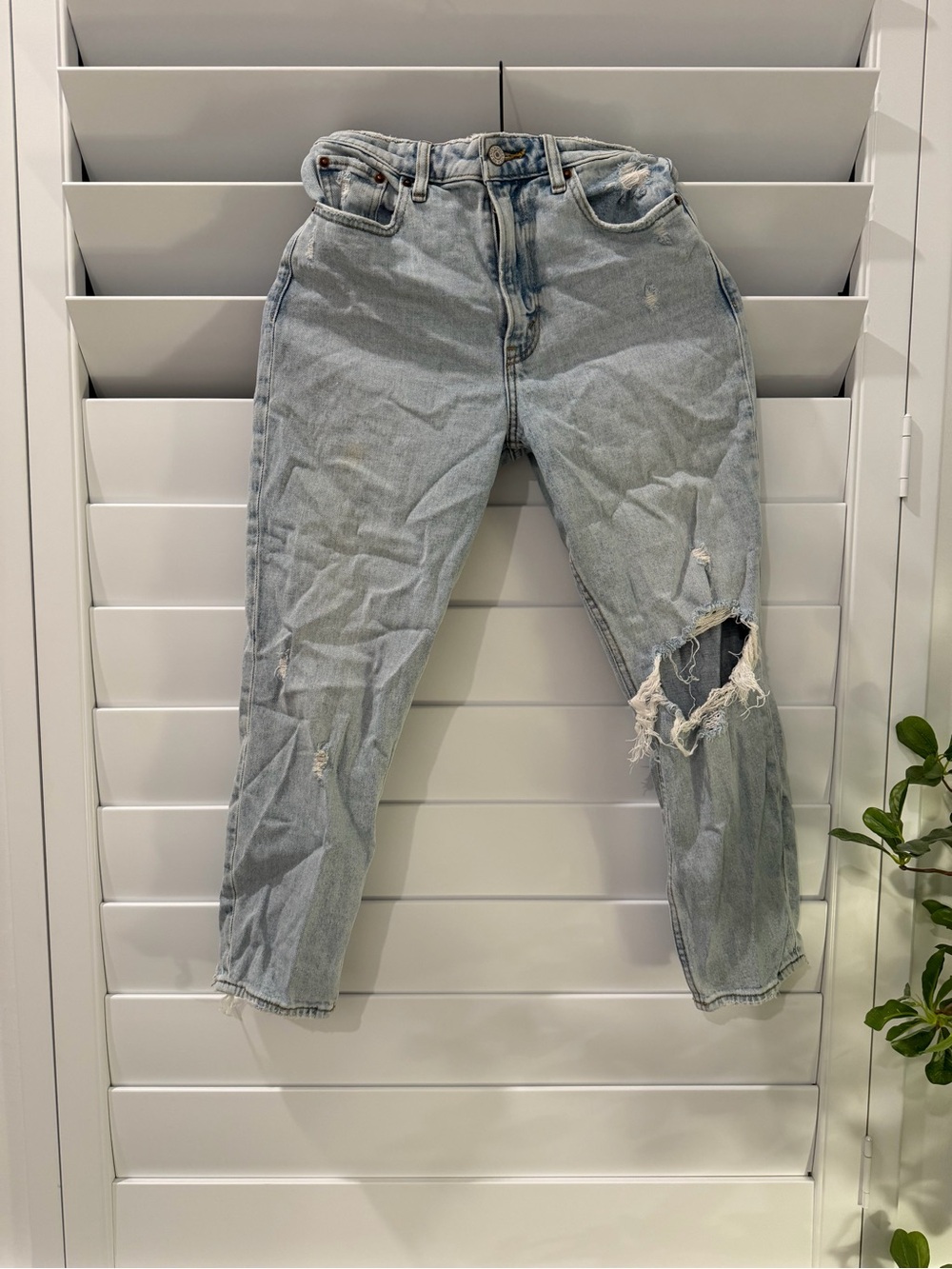 Abercrombie & Fitch Light Blue Distressed Boyfriend Jeans